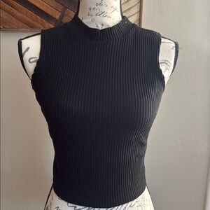 Francesca's Collections Black Ribbed Fitted Tank Top